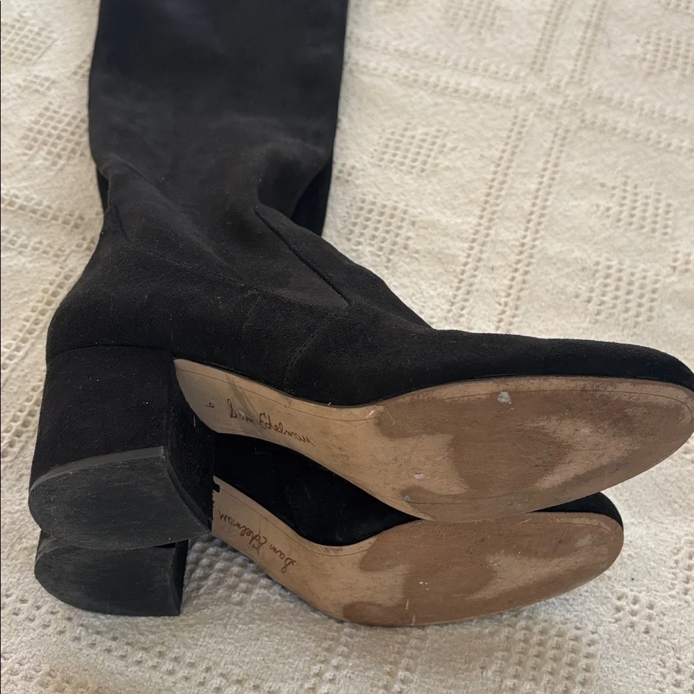 Sam Edelman Varona Black Suede Over the‎ Knee Block Heel Thigh High Boots Size 9